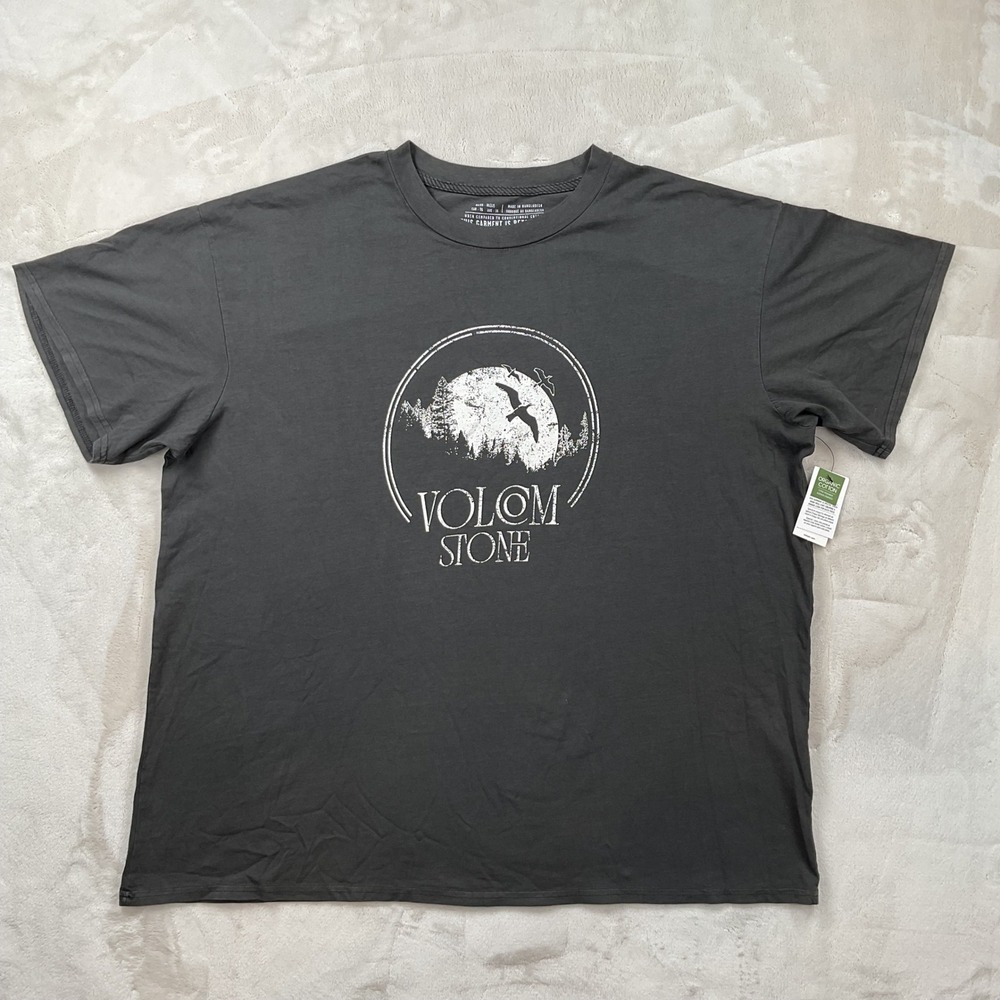 Volcom Stone Stones Throw Tee Mens XL Faded Black Organic Cotton Graphic T-Shirt